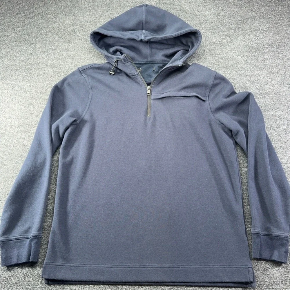 Banana Republic Mens Navy Blue Quarter Zip Hoodie Sweatshirt Large Cotton Blend